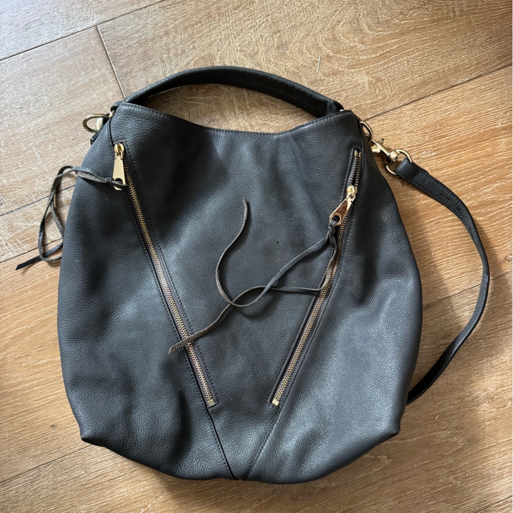 Rebecca Minkoff Black Hobo Bag with Gold Zippers